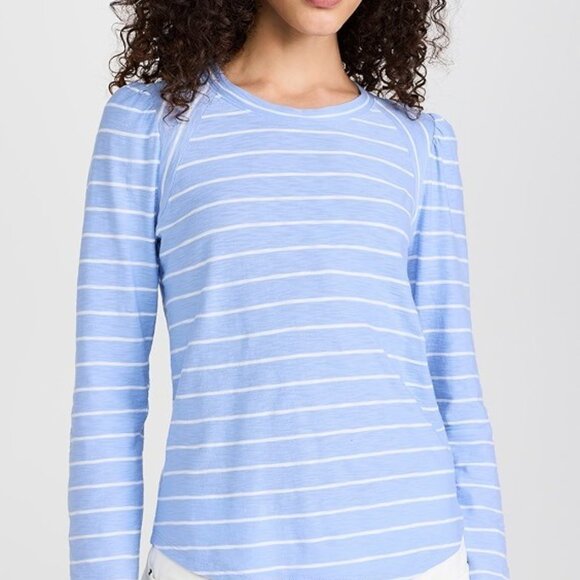 Veronica Beard Jean Mason Baseball Tee Women Size L Blue - Picture 3 of 16